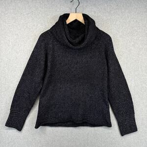 Terry Lewis Classic Luxuries Sweater Womens Size S Black Purple Knit Cowl Neck